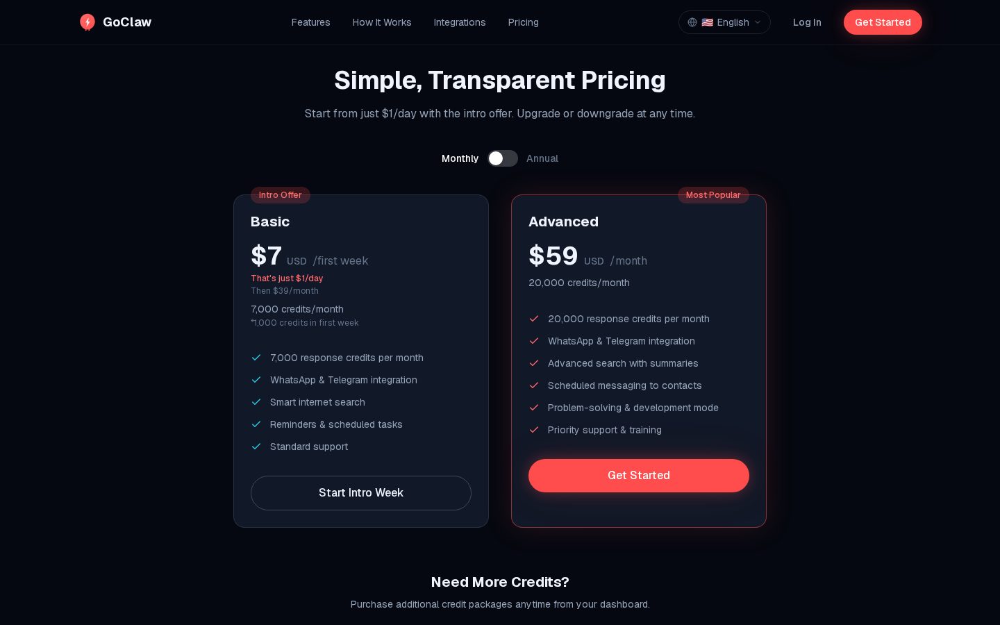 GoClaw Pricing