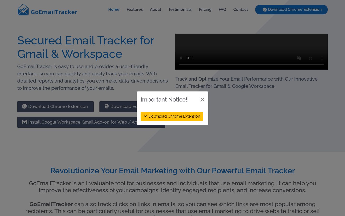 GoEmailTracker Homepage