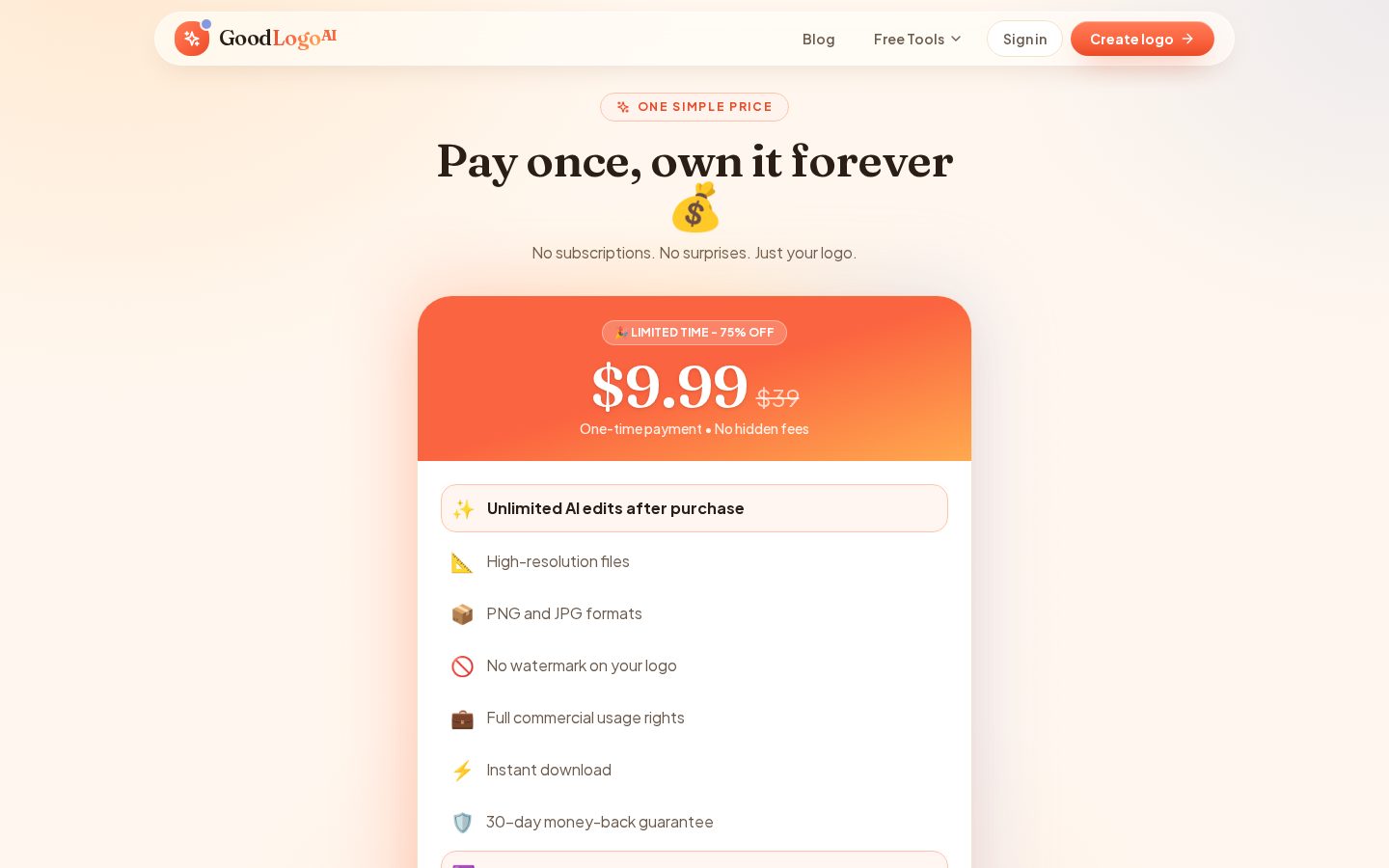 GoodLogoAI Pricing