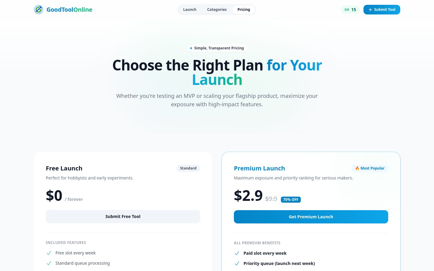 GoodToolOnline Pricing