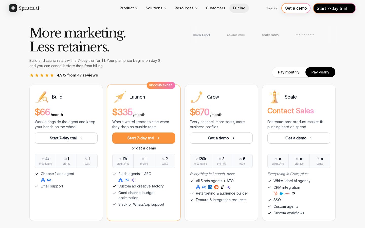 Google Ads AI Agent by Sprites Pricing