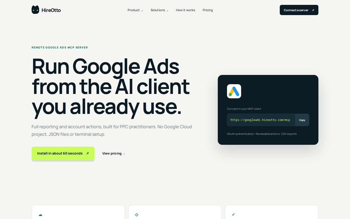 Google Ads MCP Server Homepage