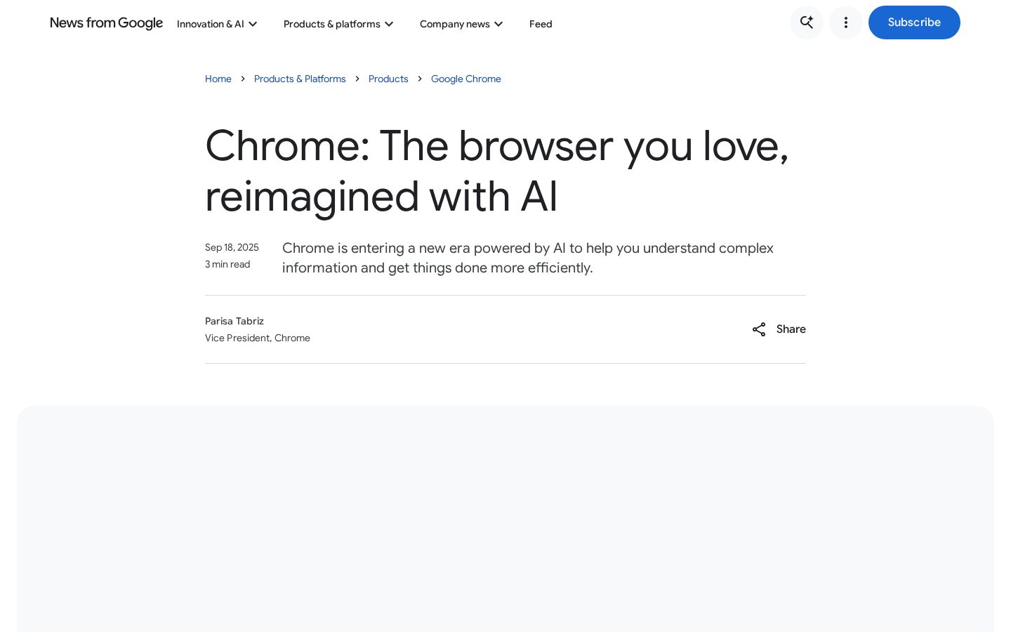 Google Chrome with AI Homepage