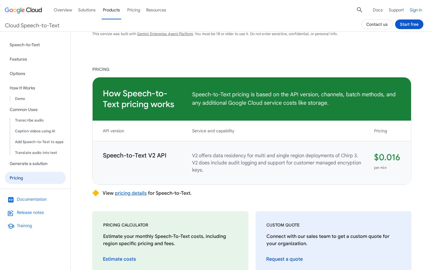 Google Cloud Speech-to-Text Pricing