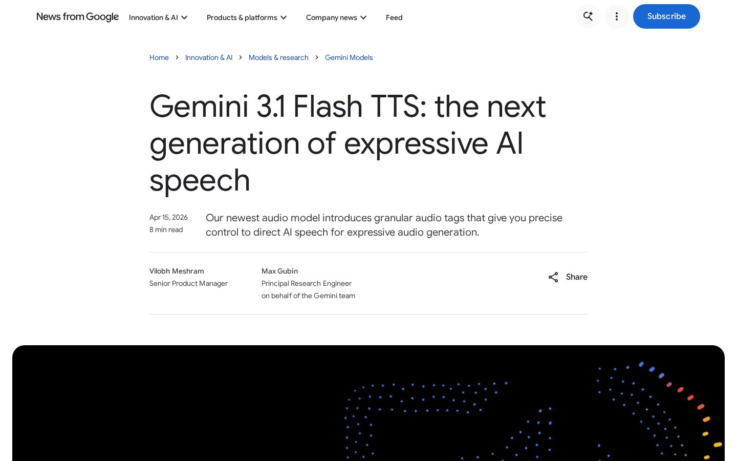 Google Gemini 3.1 Flash TTS Homepage