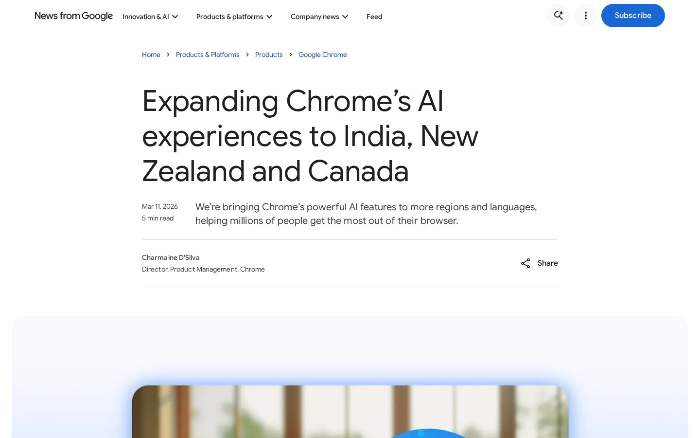 Google Gemini in Chrome Homepage