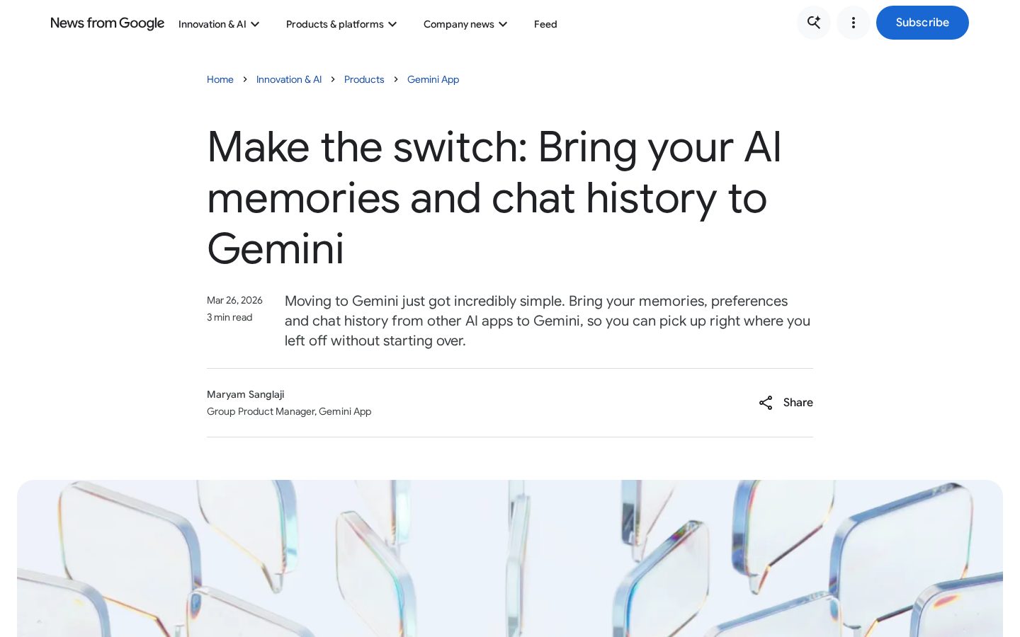 Google Gemini Memory Import Homepage
