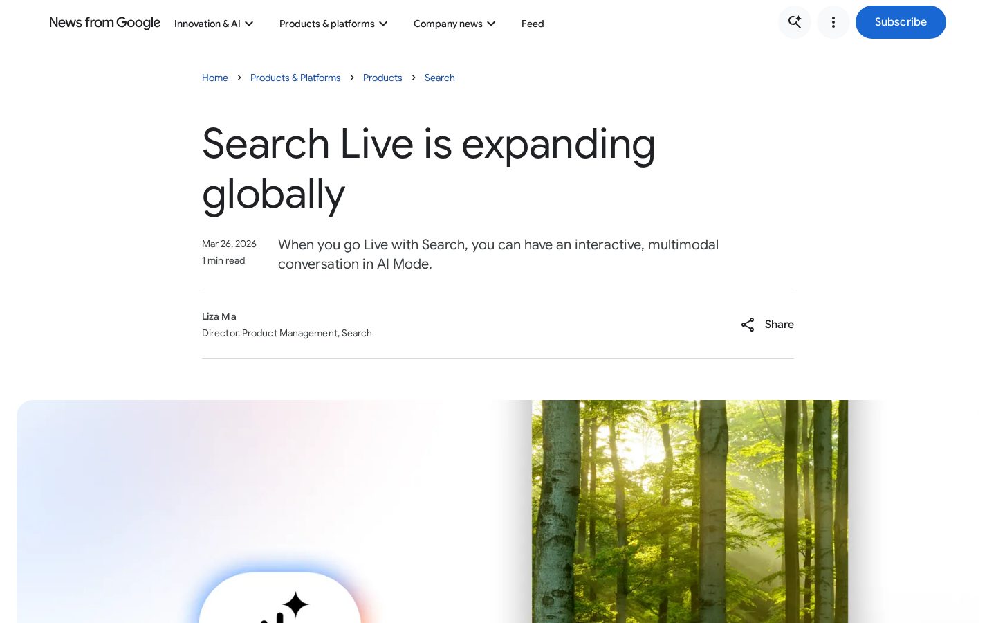 Google Search Live Homepage