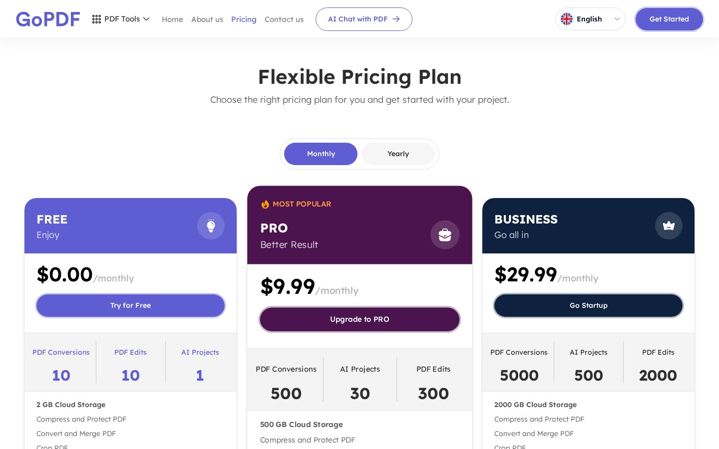 GoPDF Pricing