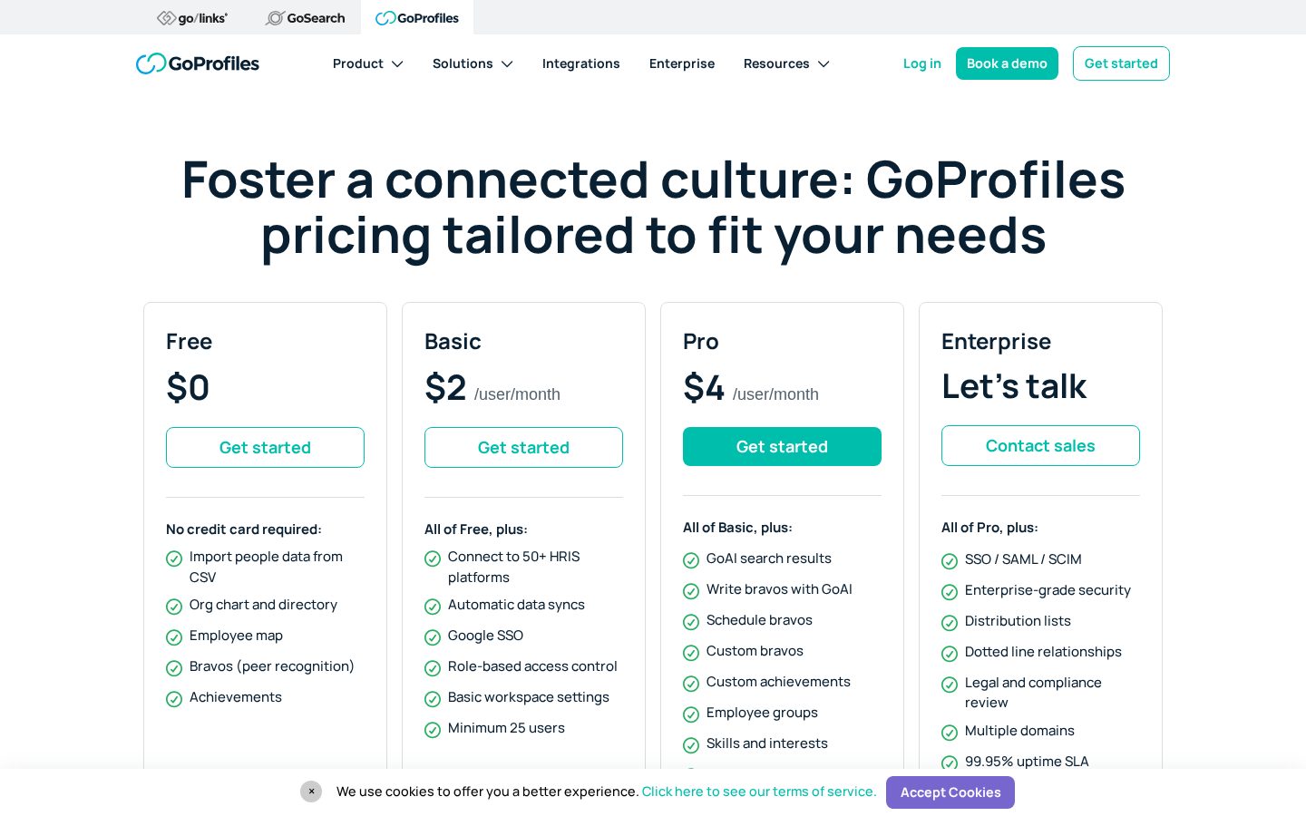 GoProfiles Pricing