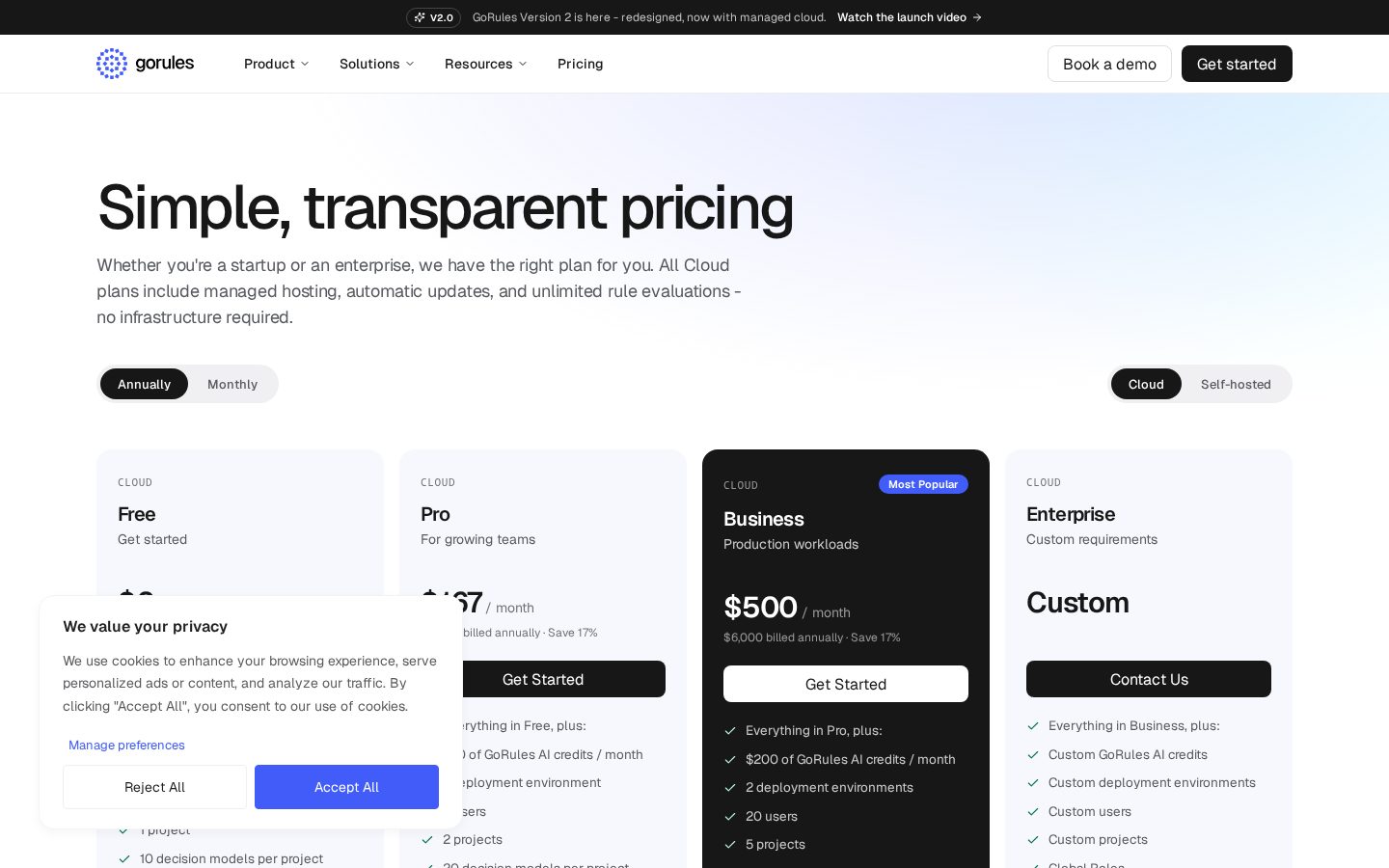 GoRules Pricing