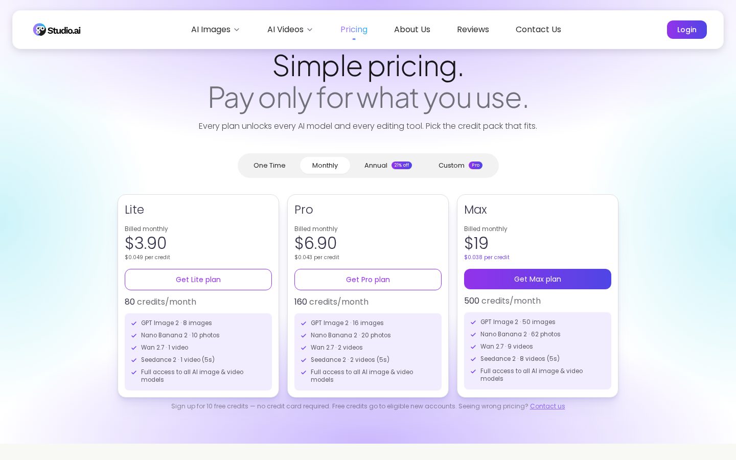 GoStudio AI Pricing
