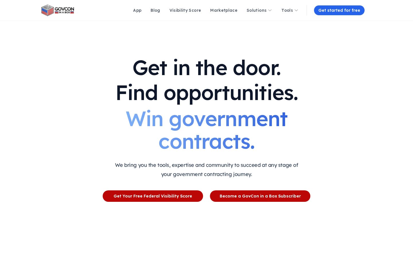 GovCon in a Box Homepage