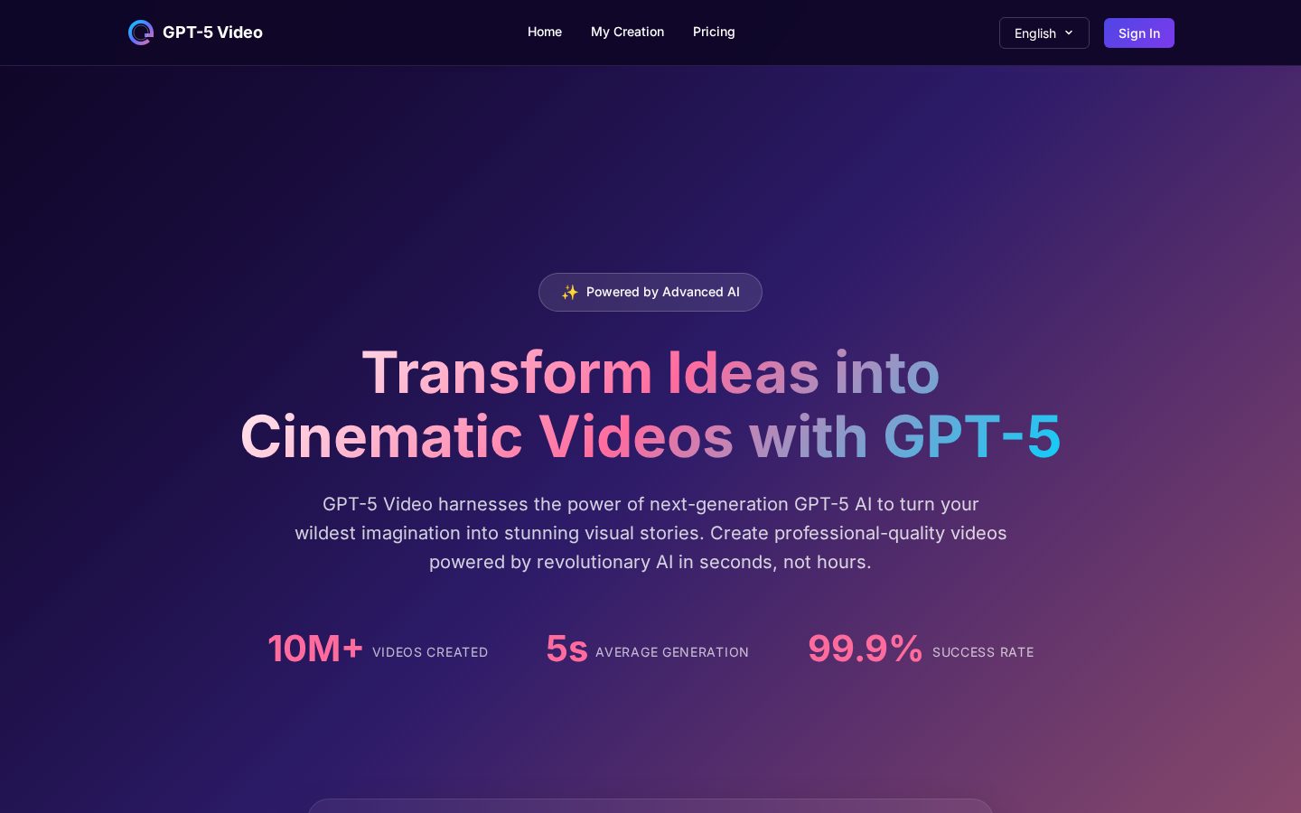 GPT-5 Video Homepage
