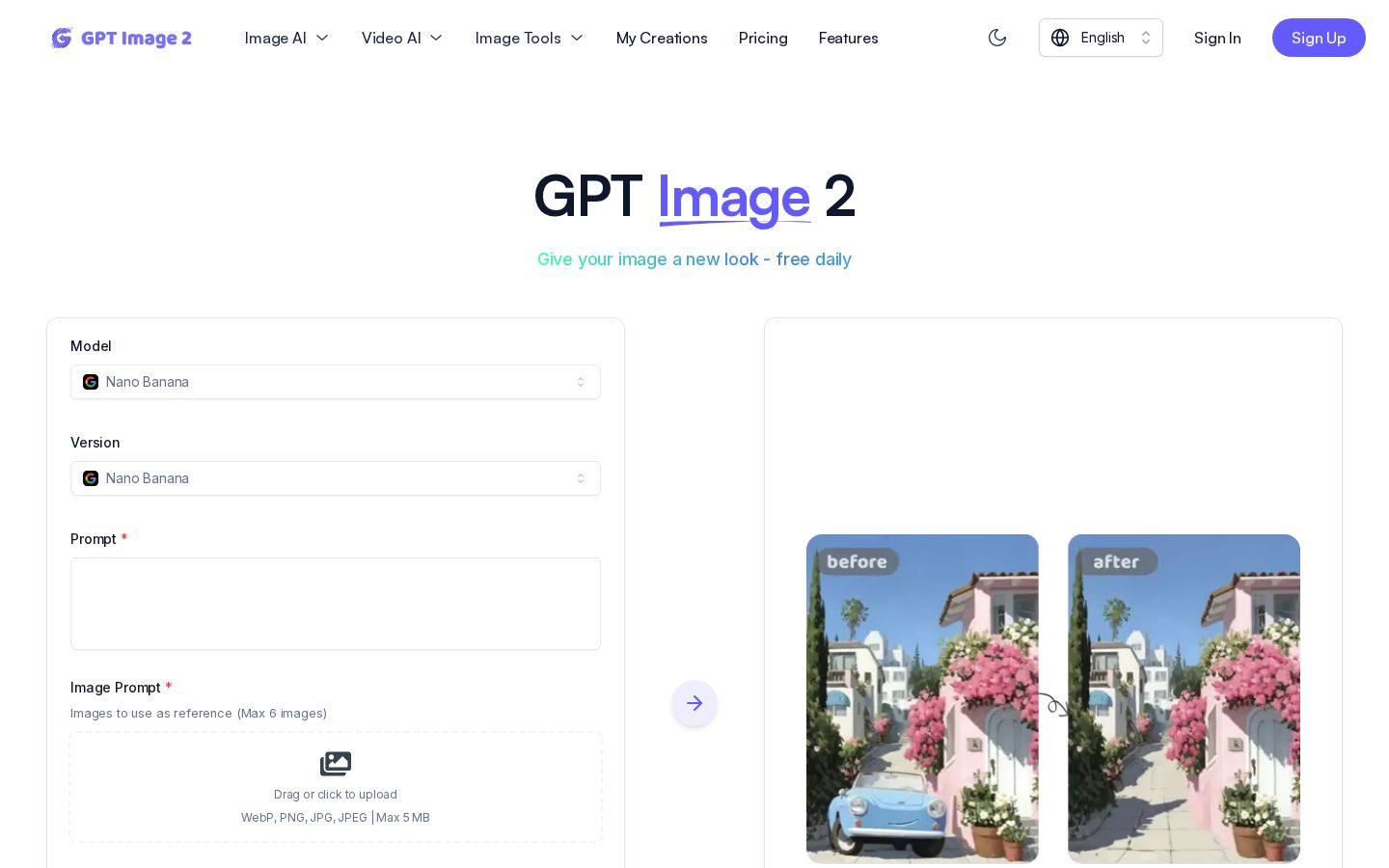 GPT Image 2 APP Homepage