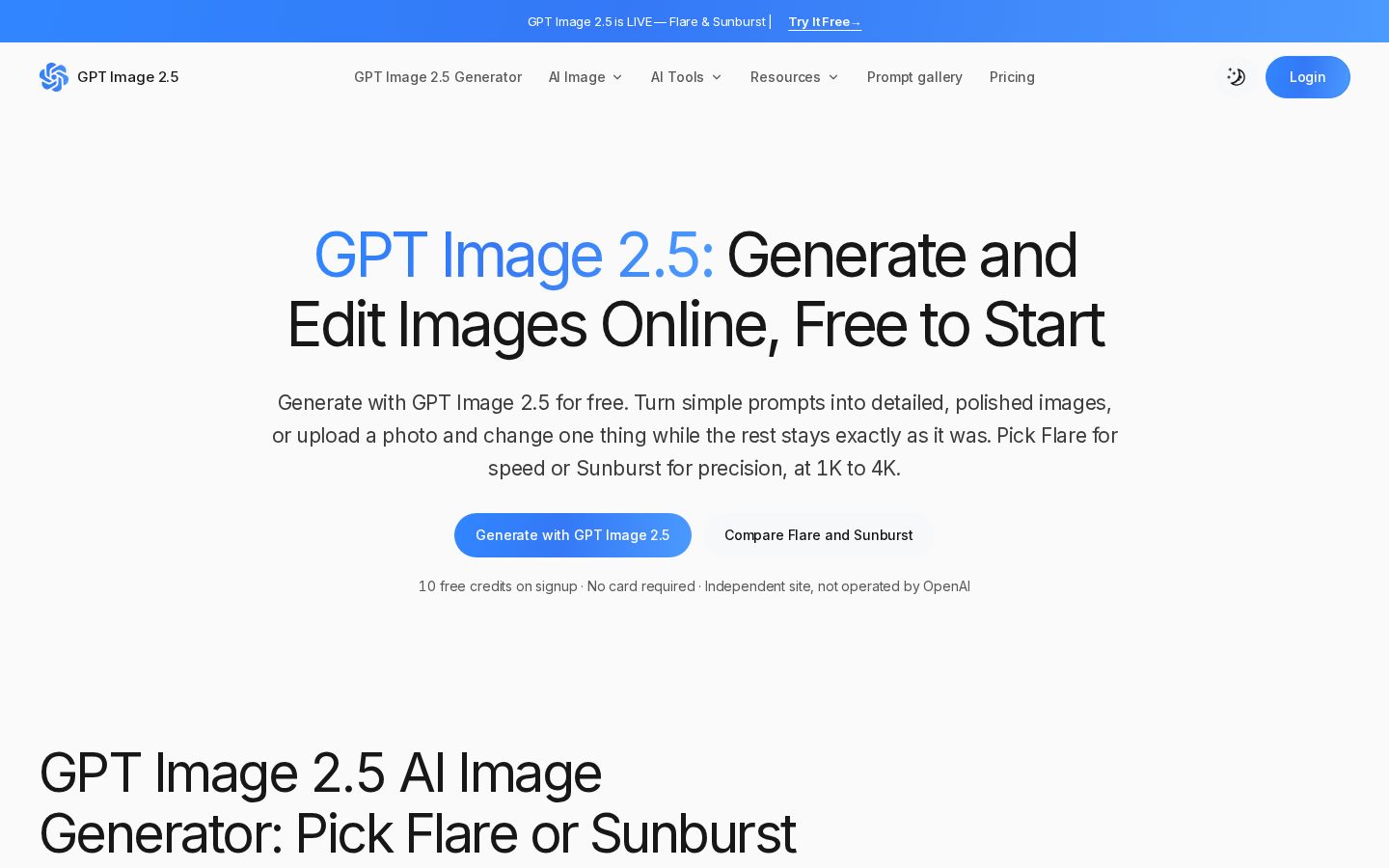 GPT Image 2.5 Homepage