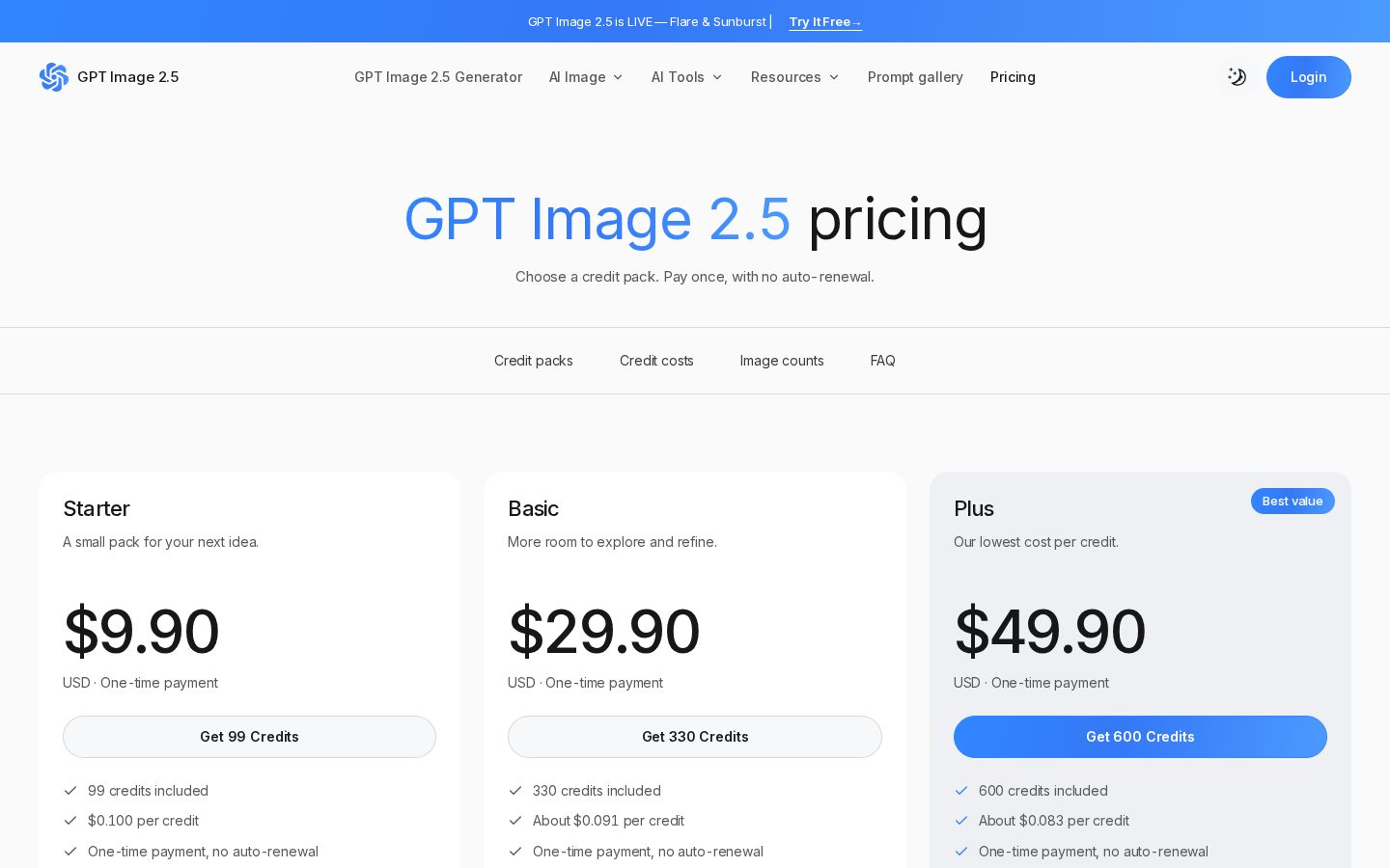 GPT Image 2.5 Pricing