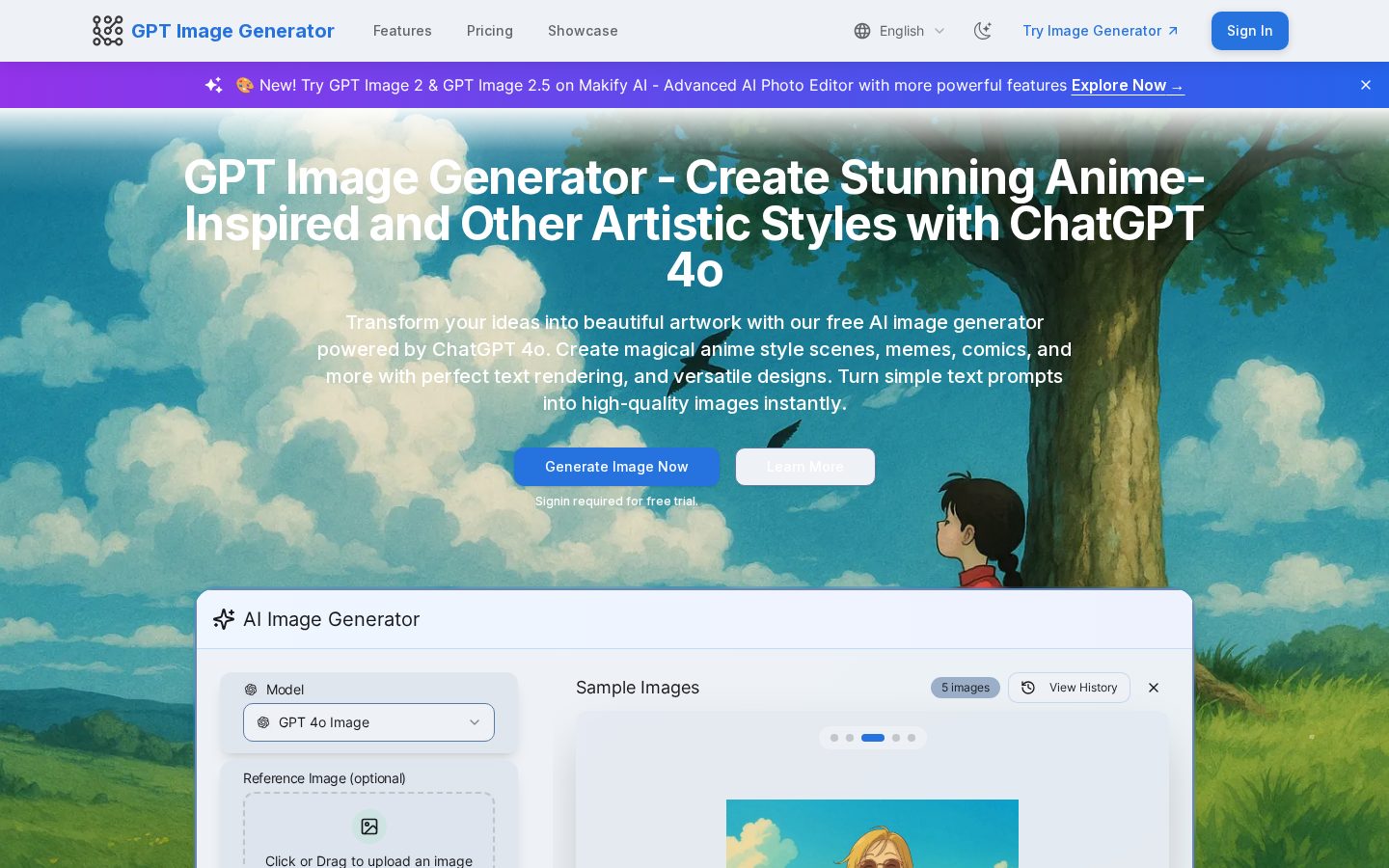 GPT Image Generator Homepage