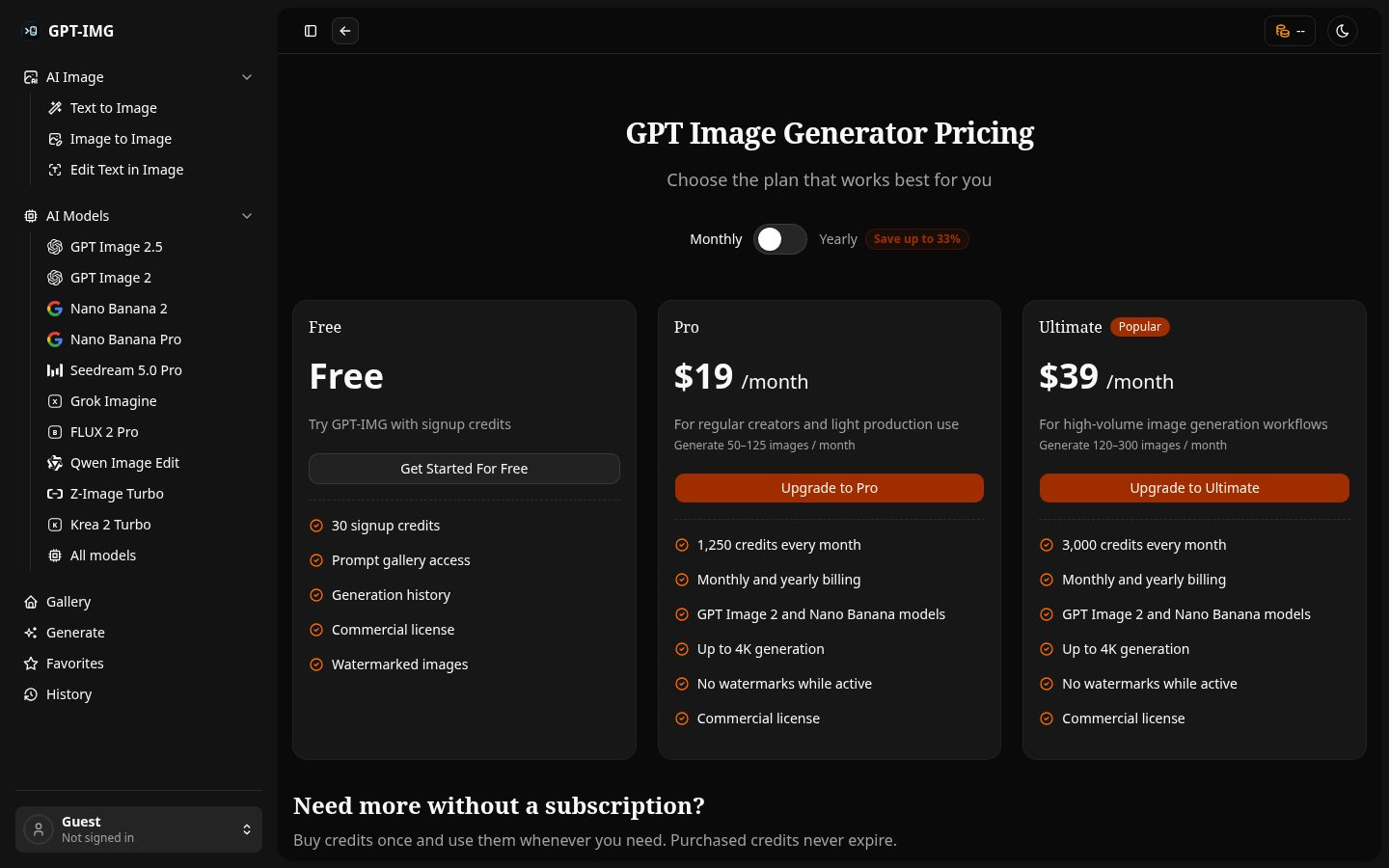 GPT-IMG Pricing