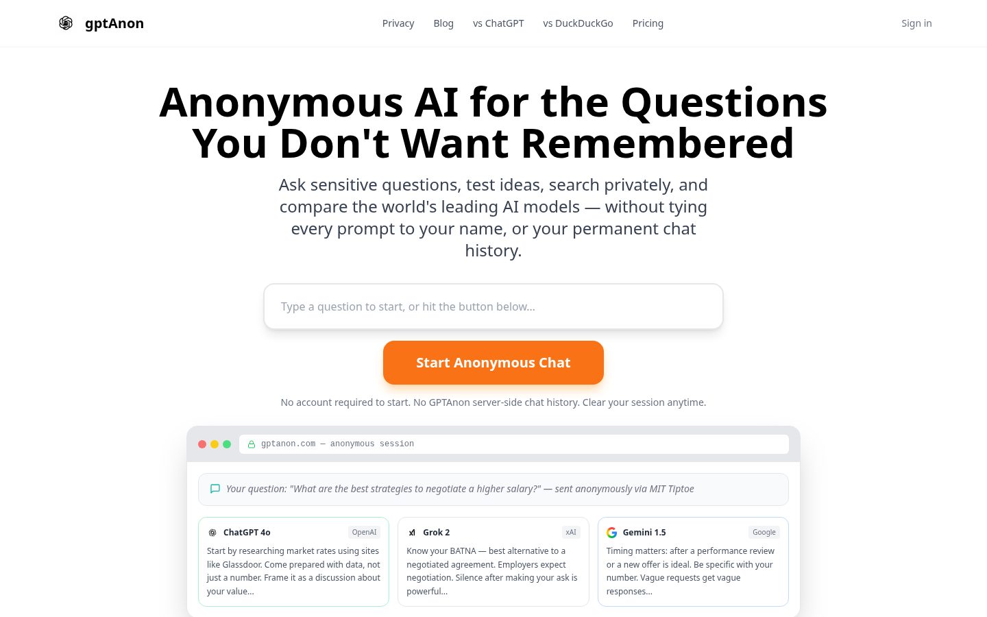 GPTAnon Homepage