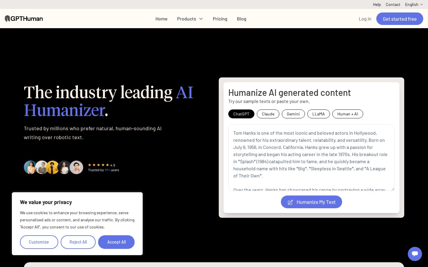 GPTHuman Homepage