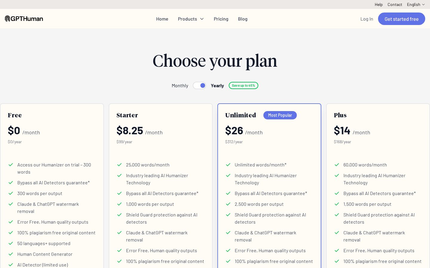 GPTHuman Pricing