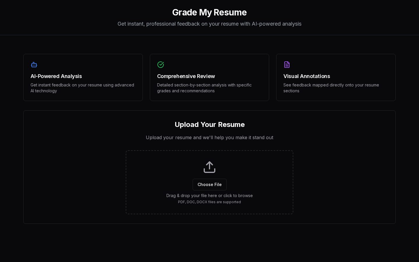 Grade My Resume Homepage