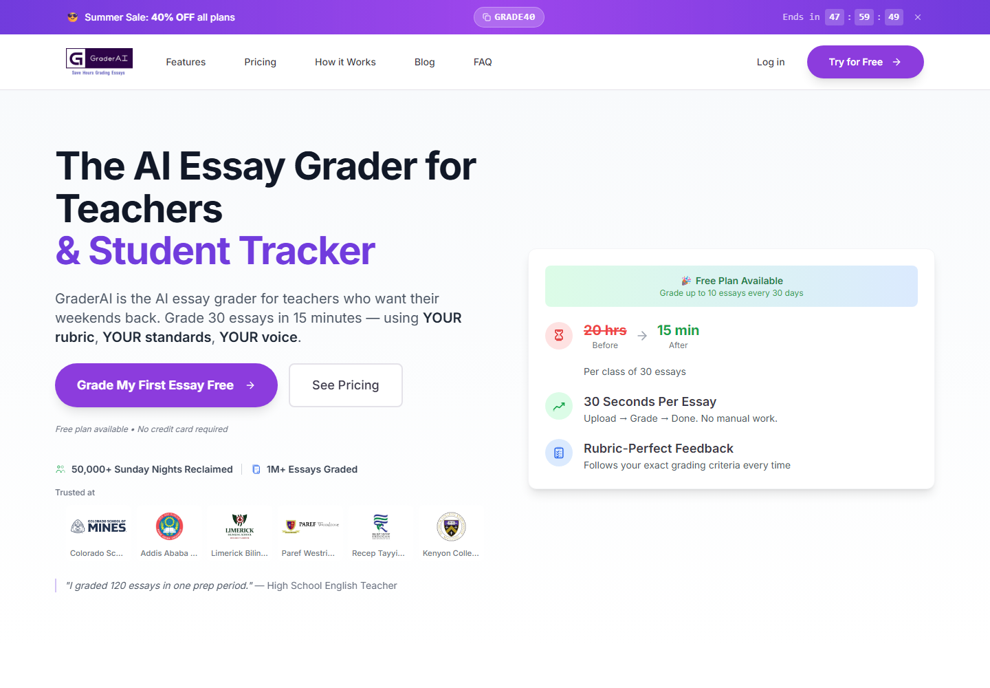 GraderAI homepage