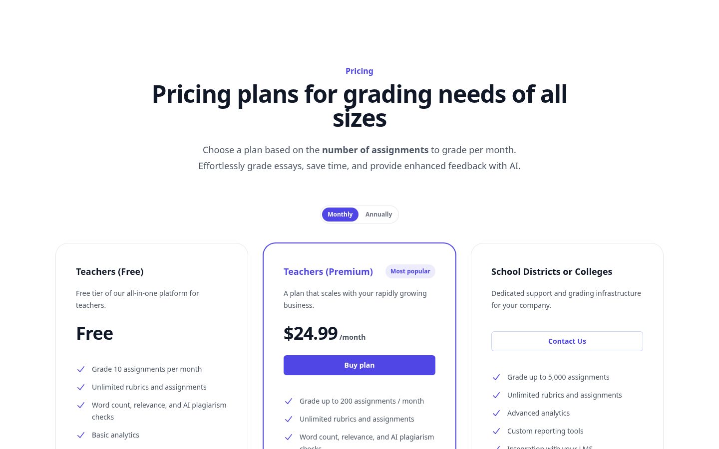 GradeWrite Pricing