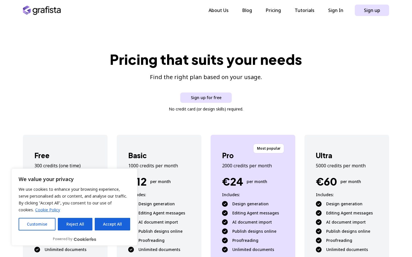 Grafista Pricing