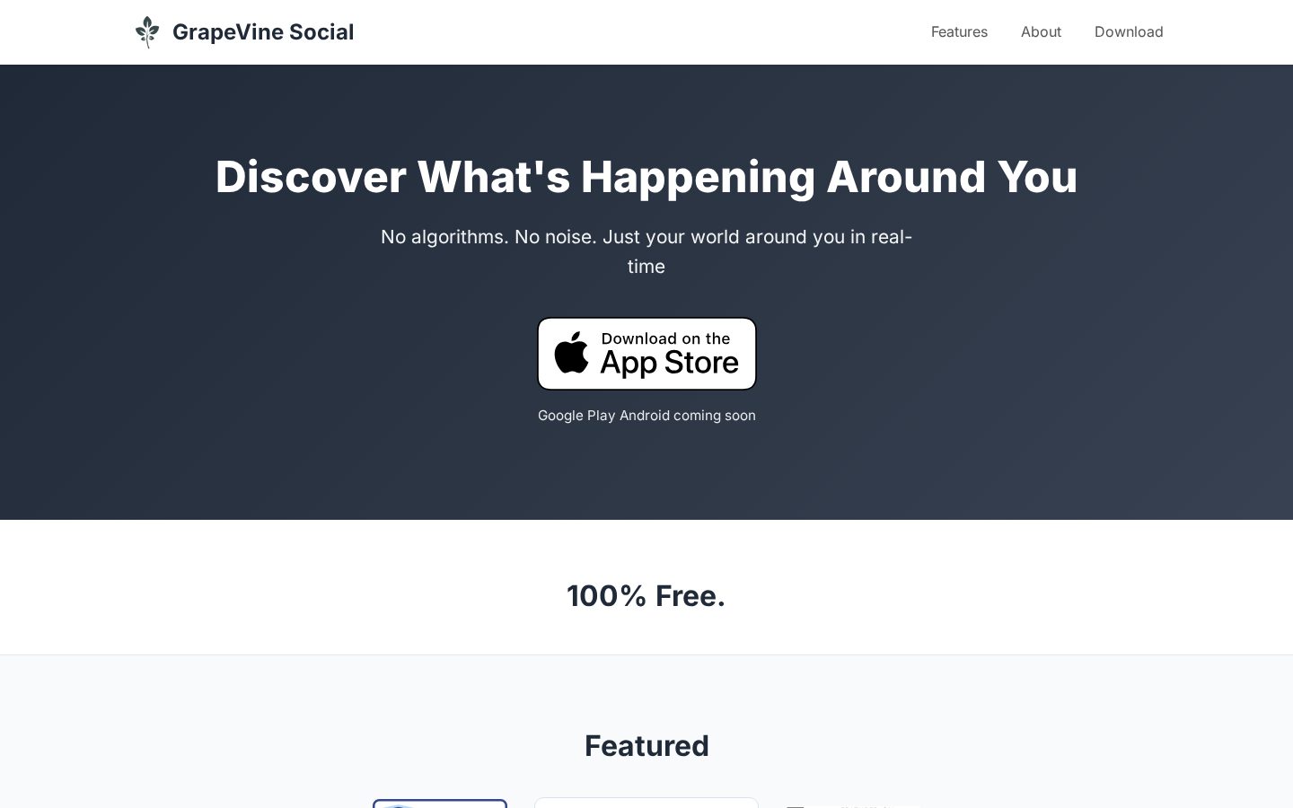 GrapeVine Social Homepage