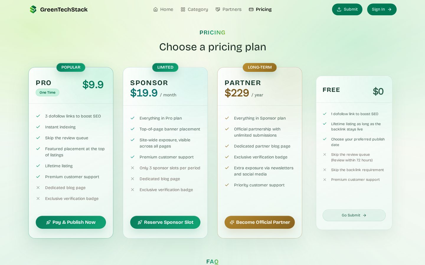 GreenTechStack Pricing