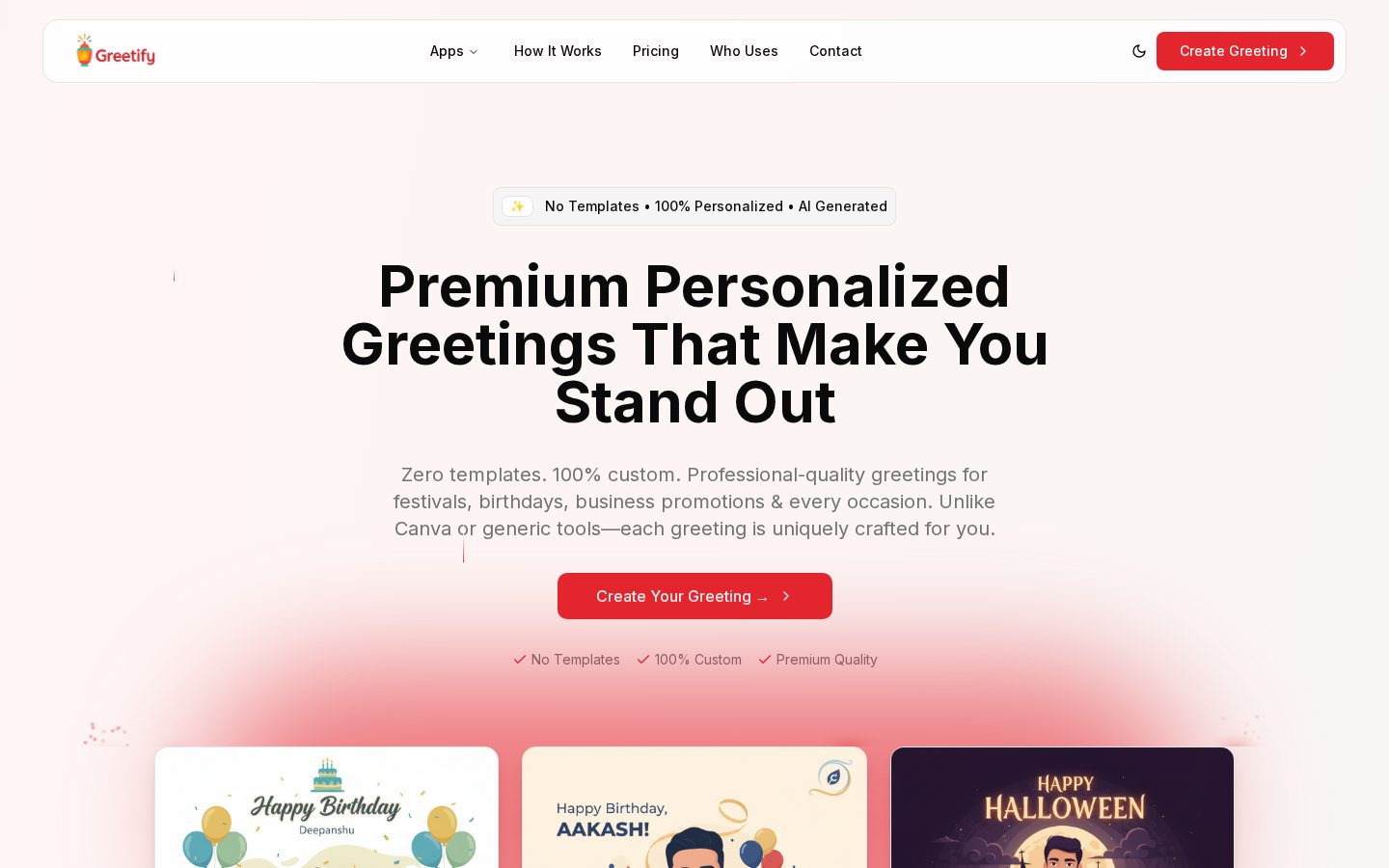Greetify Homepage