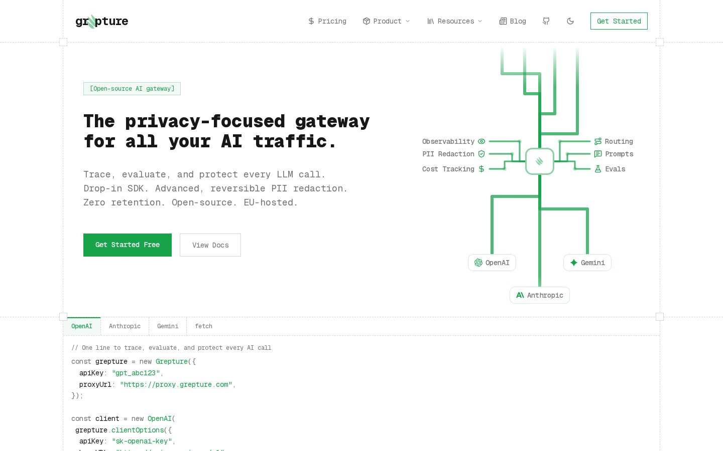 Grepture Homepage