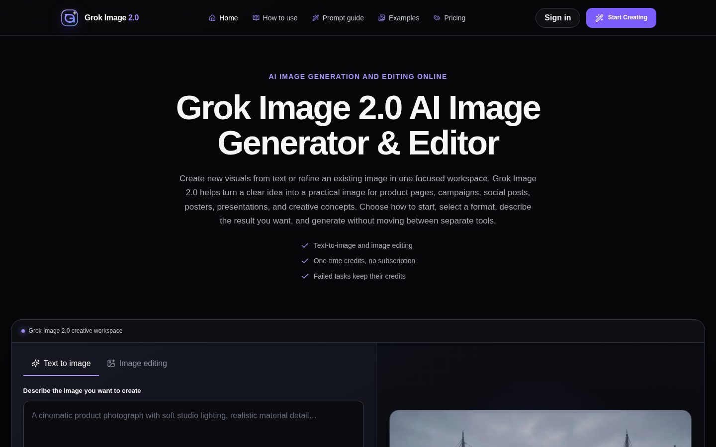 Grok Image 2.0 Homepage