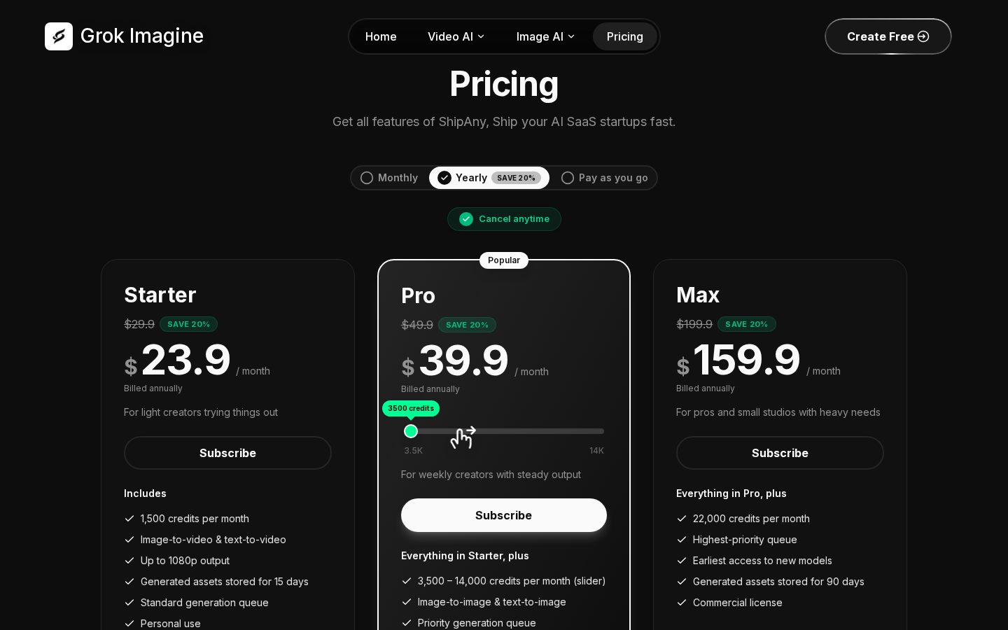 Grok Imagine AI Pricing