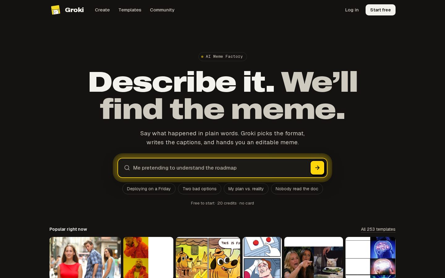 Groki.meme Homepage