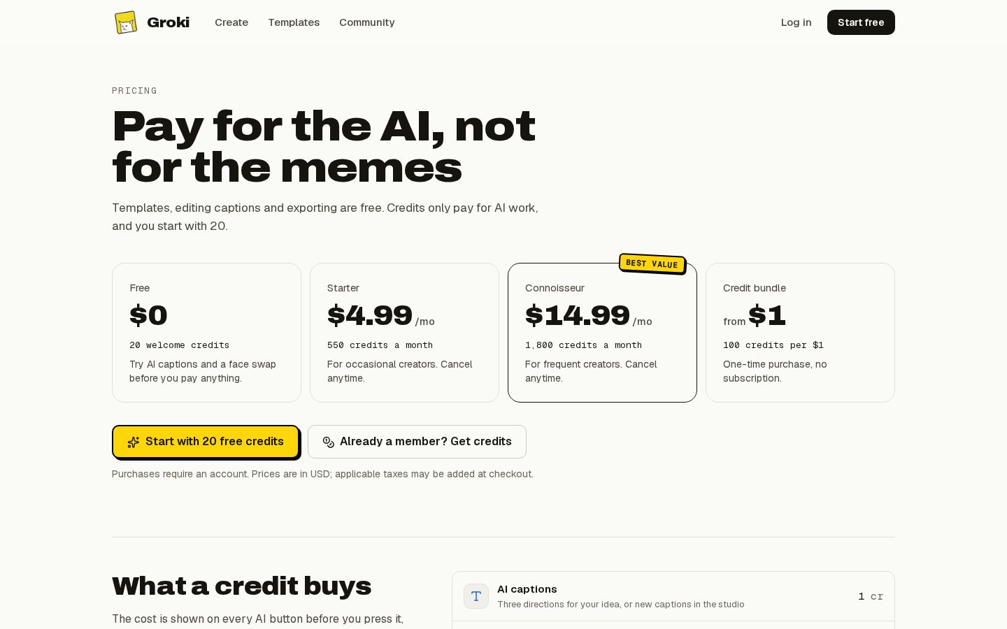 Groki.meme Pricing
