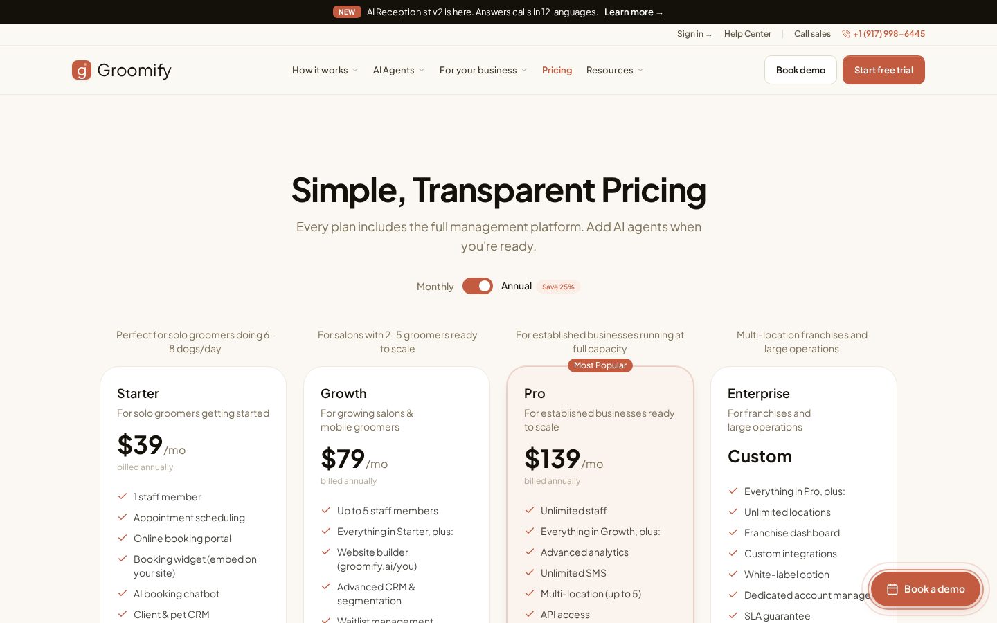 Groomify Pricing