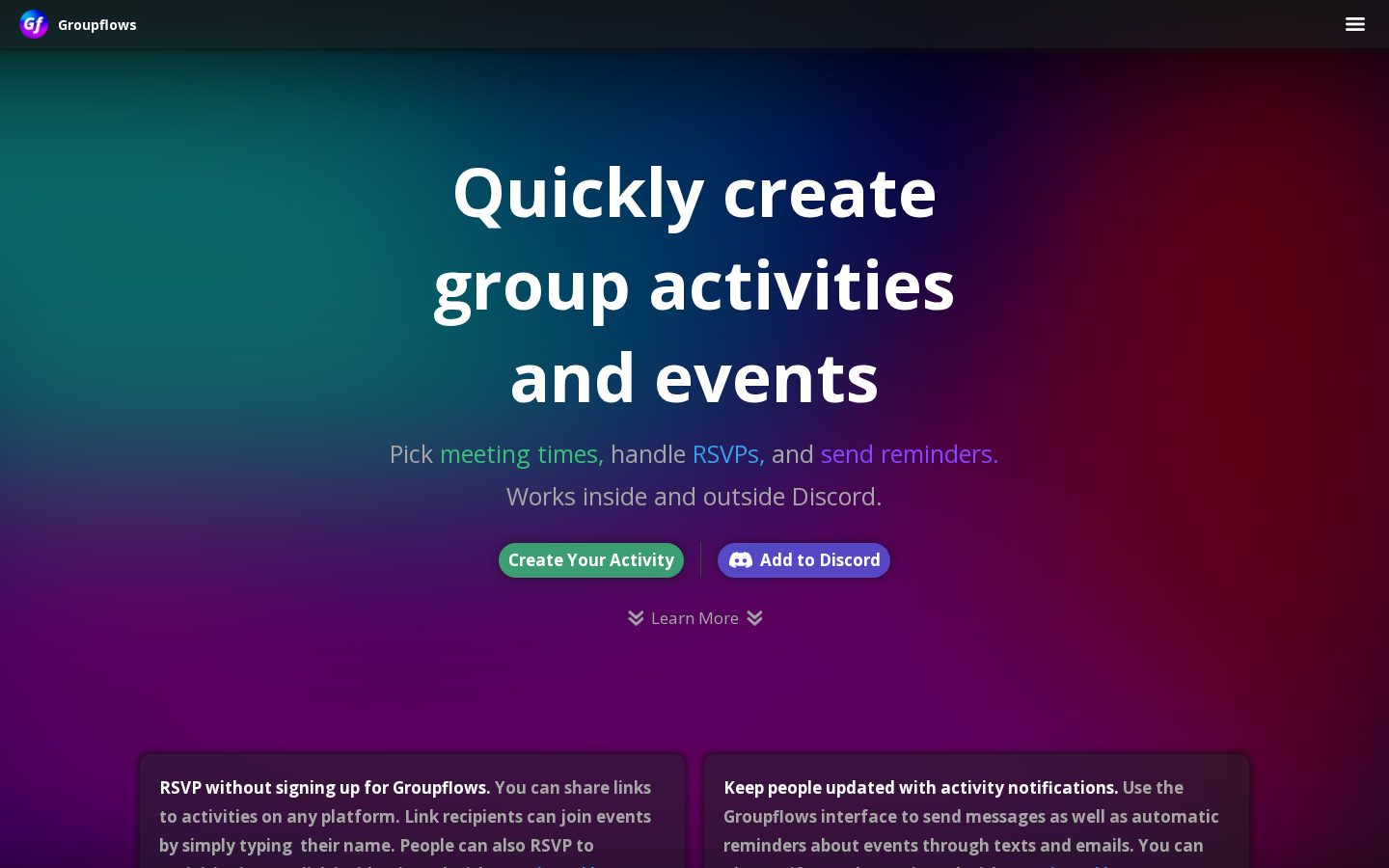 Groupflows Homepage