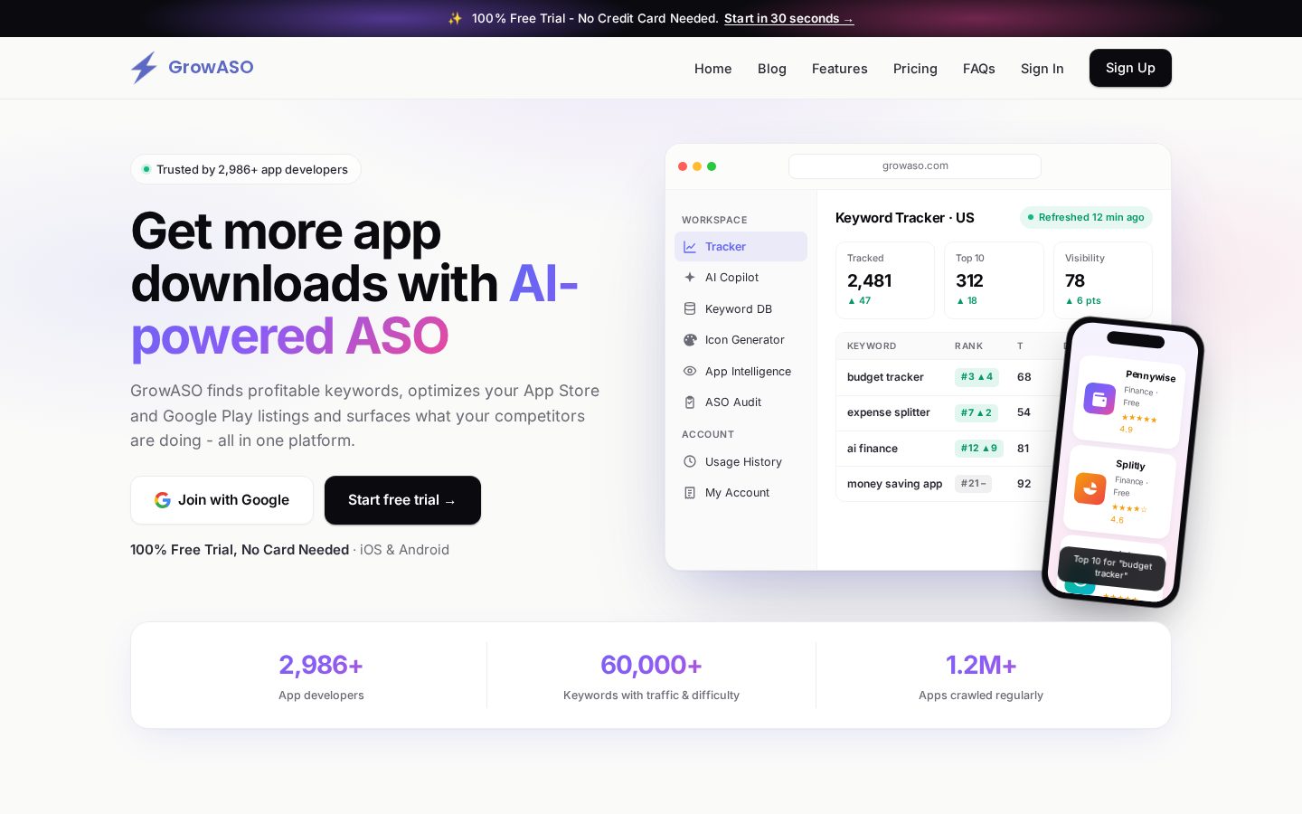 GrowASO Homepage