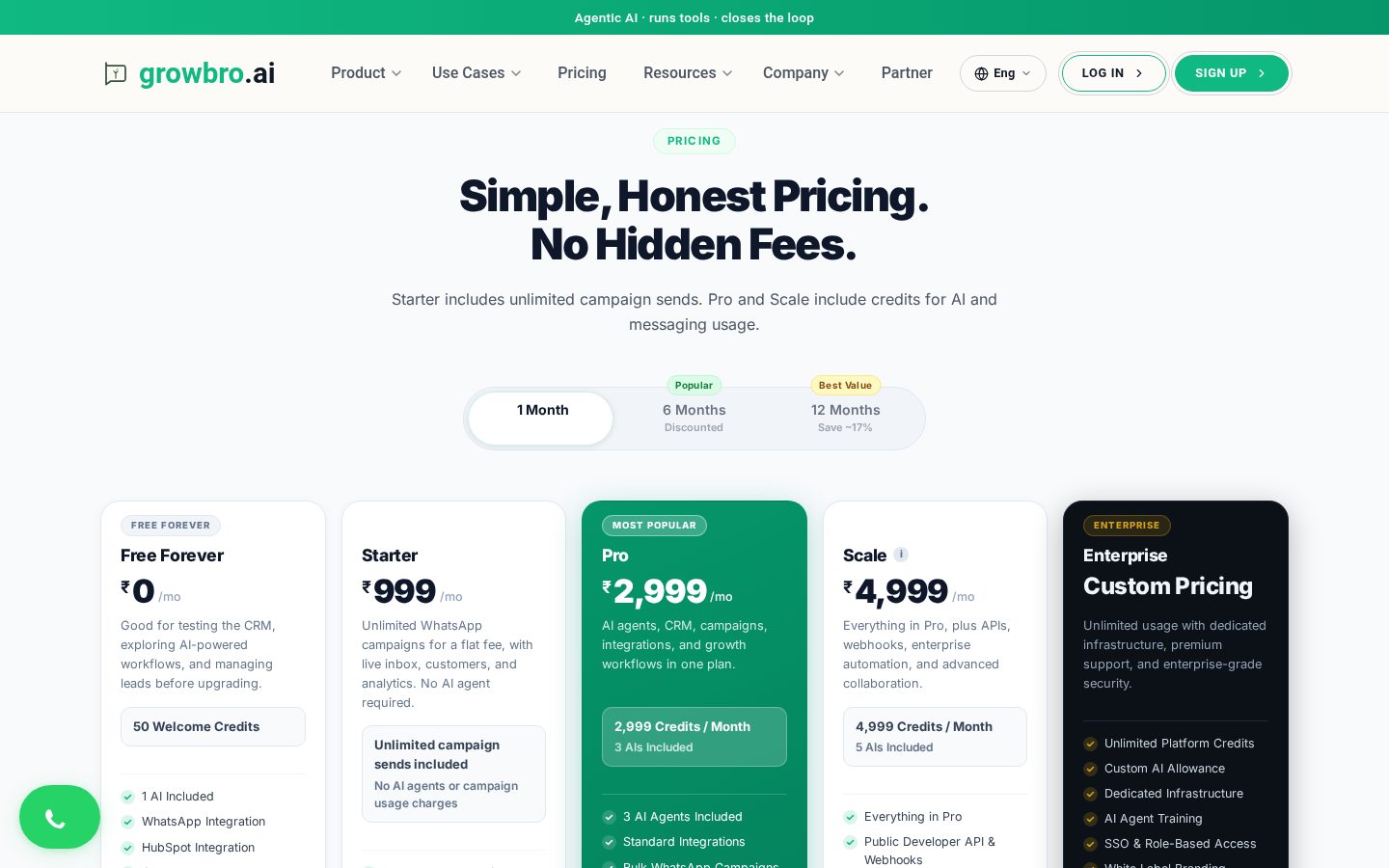 GrowBro AI Pricing