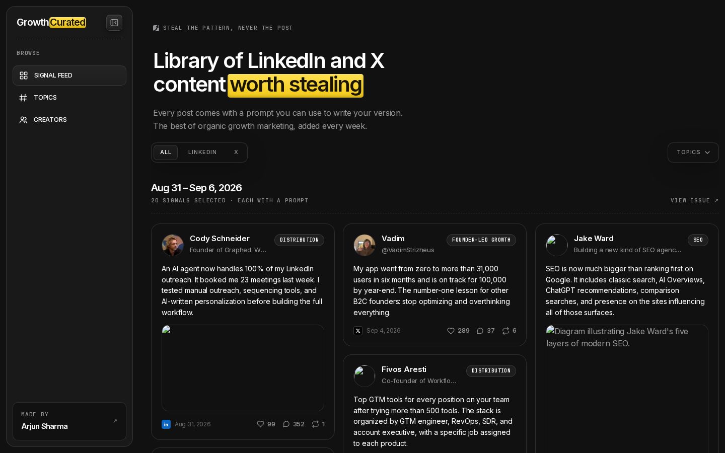 Growth Curated Homepage