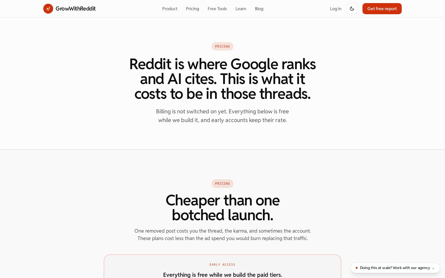 GrowWithReddit Pricing