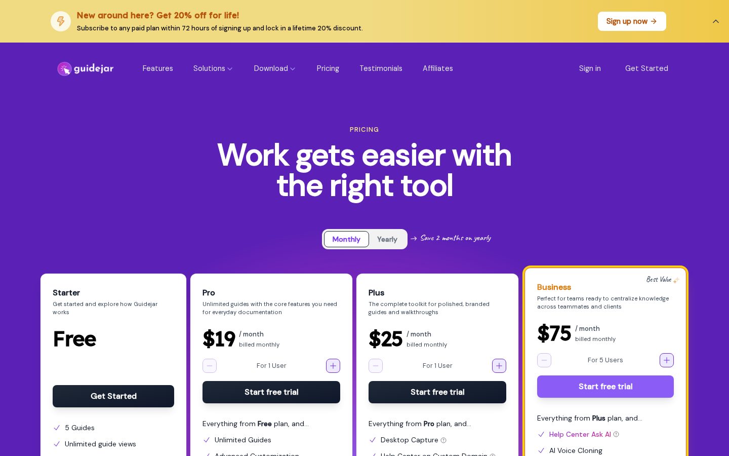 Guidejar Pricing
