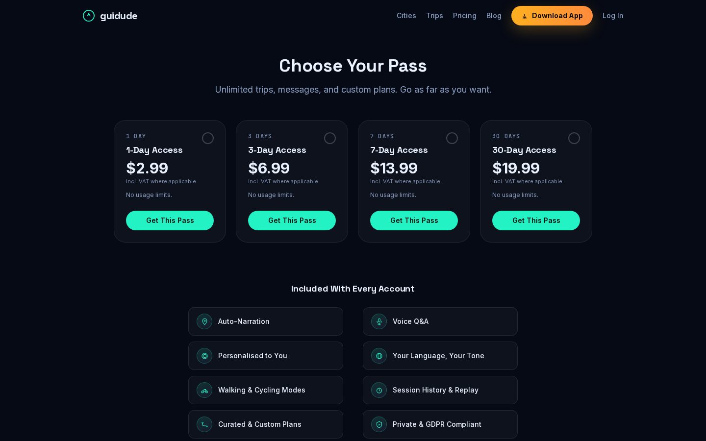 Guidude Pricing