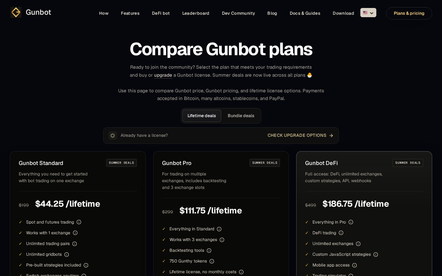 Gunbot Pricing