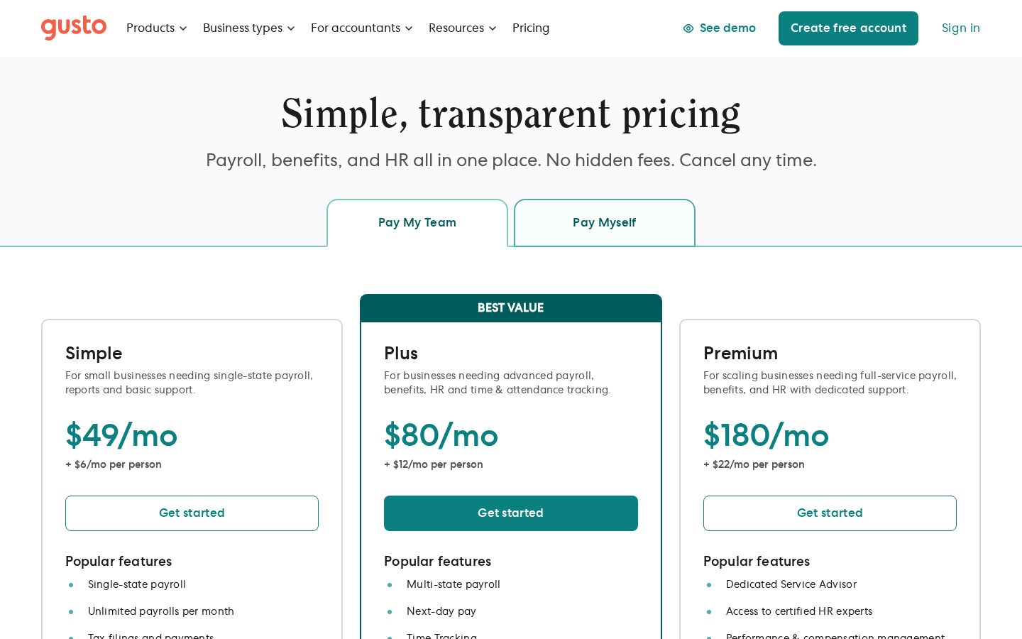 Gusto Cofounder Pricing