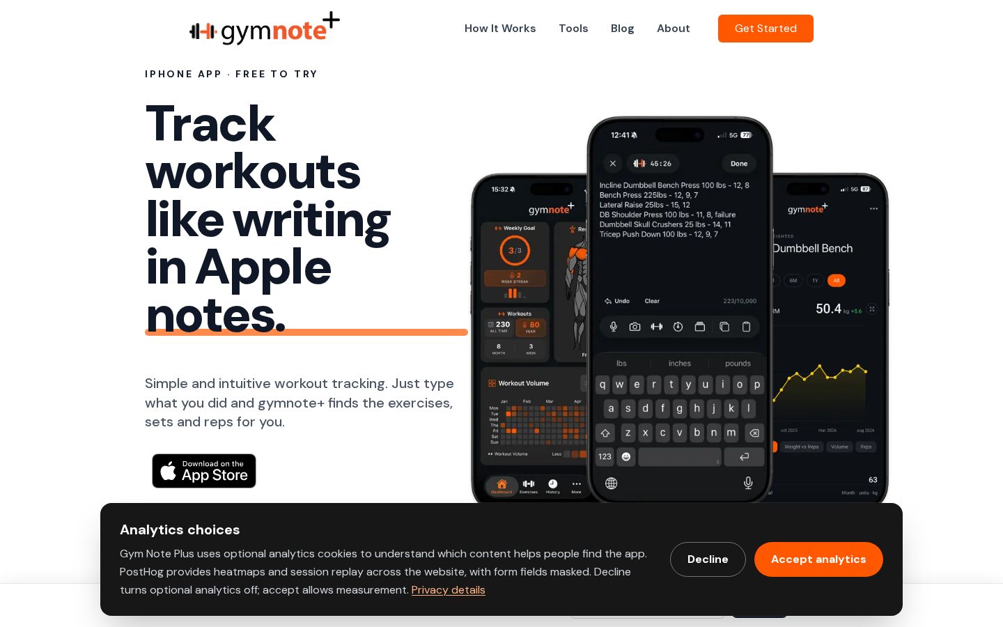 Gym Note Plus Homepage