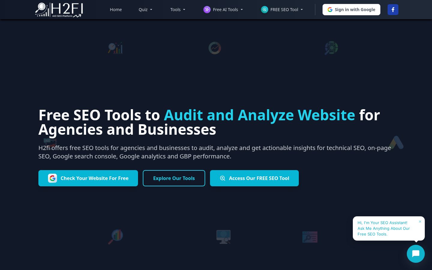 H2Fi - SEO Audit Tool Homepage